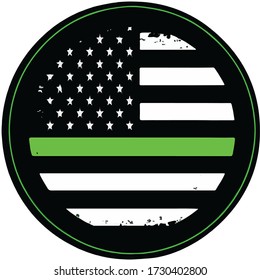 Thin Green Line American Flag Circle