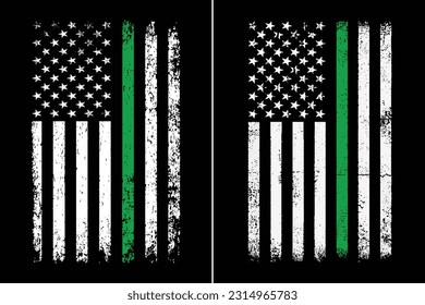 Thin Green Line American Flag Design