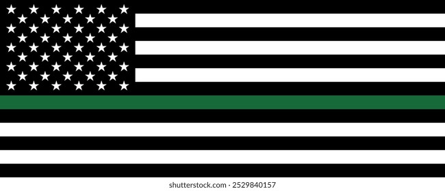 Thin Green Line American Flag, long version, Vector Images