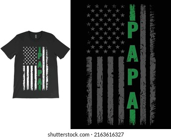 Thin Green Line Distressed USA Flag T-Shirt Vector Design.