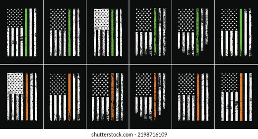 Thin Green Line - Thin Orange Line Flag Design