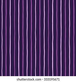 Thin hand drawn stripes seamless vector pattern. Bars texture. Shades of violet, lilac, pink striped background. Slightly wavy uneven streaks.