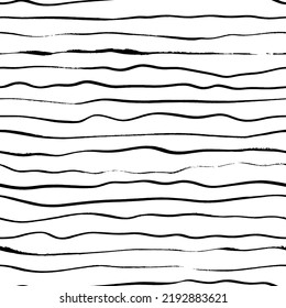 Patrón transparente vectorial de líneas horizontales delgadas. Ornamento de doodle dibujado a mano con rayas delgadas paralelas. Patrón sin costuras rayas blancas y negras. Dibujo a mano alzada, adorno de estilo esquemático.