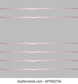 Thin horizontal striped seamless pattern. Pastel grey  background with gold pink stripes. Vector. Artistic backdrop for wallpaper, packaging paper, textile, print, furniture, home decor