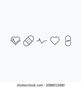 diseño de iconos delgados con tema de salud