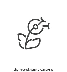 Thin Icon on Delicate, Flower. Such Line Sign as Blooming Dandelion.Custom Vector Pictogram for Web and App in Outline Style.