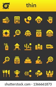 thin icon set. 26 filled thin icons.  Collection Of - Hand, Turbo, Portrait, Support, Cloud computing, Insurance, Help, Loupe, Carriage, Drug, Dish, Paint spray, Playground, Desert