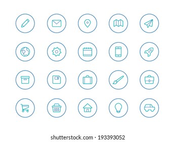 Thin icon set with circle for Web & Mobile