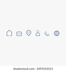 Conjunto de iconos delgados, icono de inicio, mensaje, mapa, perfil, teléfono, globo
