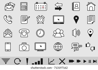 thin icons for media and communication.vector and illustration