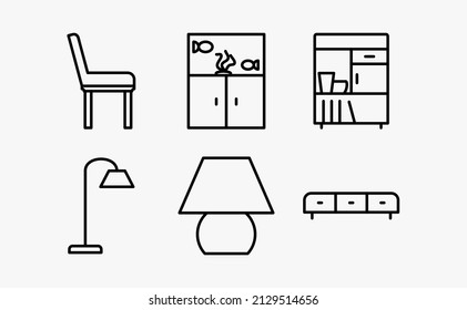 thin icons. a set of thin icon living room furniture designs
