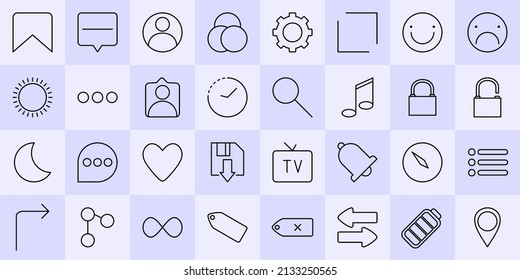 thin icons. a set of simple thin icons for UI and application interfaces