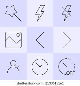 dünne Symbole. eine Reihe einfacher Thin-Icons für Benutzeroberfläche und Anwendungsschnittstellen