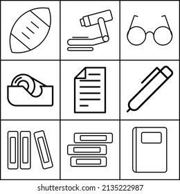 thin icons. stationery and school icon