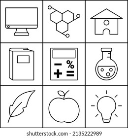 thin icons. stationery and school icon