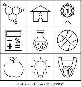 thin icons. stationery and school icon