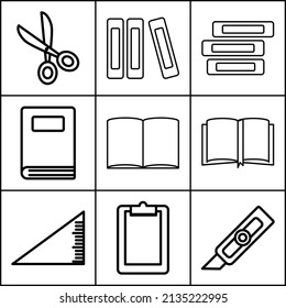 thin icons. stationery and school icon