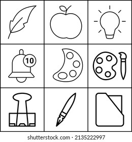 thin icons. stationery and school icon