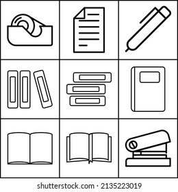 thin icons. stationery and school icon