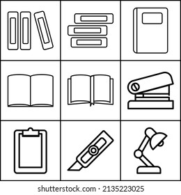 thin icons. stationery and school icon