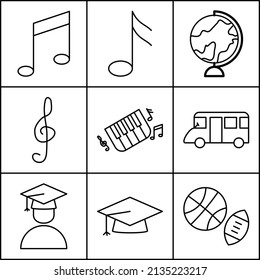thin icons. stationery and school icon
