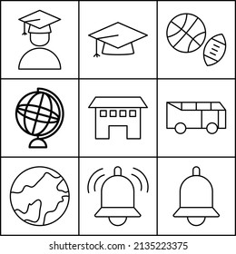 thin icons. stationery and school icon