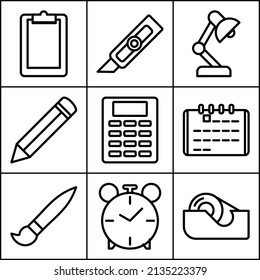 thin icons. stationery and school icon