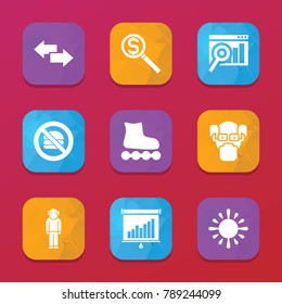 Thin icons. vector collection filled thin icons set.. includes symbols such as arrow, grandfather, money search, graph on board. use for web, mobile and ui design.