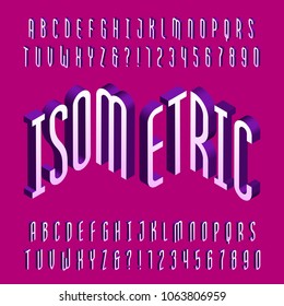 Thin isometric alphabet font. Three-dimensional effect letters and numbers. Stock vector typography for your design.