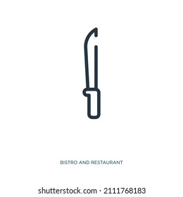 thin knife thin line icon. knife, dinner linear icons from bistro and restaurant concept isolated outline sign. Vector illustration symbol element for web design and apps.