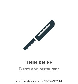 Thin knife vector icon on white background. Flat vector thin knife icon symbol sign from modern bistro and restaurant collection for mobile concept and web apps design.