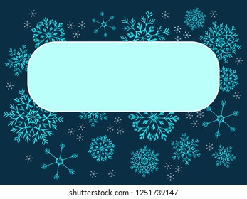 Thin, Lacy, blue snowflakes on a dark background-blank for cards, invitations, greeting cards. Copy space, snow, winter, holiday