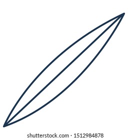 Thin leaf of flower illustration in simple minimalist style. Vector outline icon or clip art. Spring or summer exotic symbol. Elegant feminine element. Isolated monochromatic botanical object.