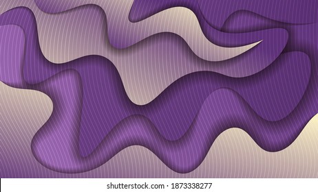 thin light wavy lines on a background of overlapping beige-purple abstract shapes with wavy edges. art wallpaper. layout for your projects. vector