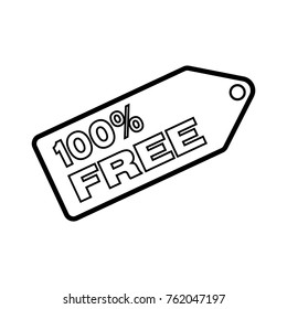 Thin line 100% free label icon