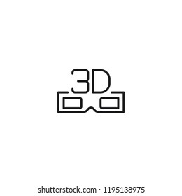 thin line 3d glasses icon on white background
