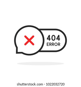 thin line 404 error bubble icon. concept of page not found like site support message or system window balloon. flat simple linear style trend modern  graphic design isolated on white