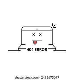 thin line 404 error with dead emoji. concept of page not found or web site under construction or maintenance. linear flat minimal trend modern simple