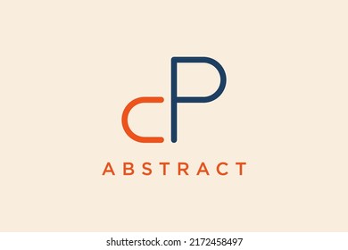  línea delgada sobre letra c p, plantilla de logotipo simple y limpia
