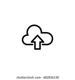 thin line add to cloud icon on white background