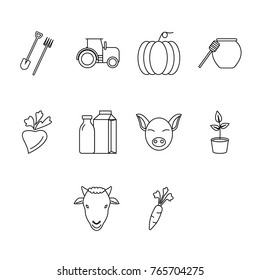 Thin line agriculture icon set