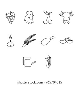 Thin line agriculture icon set