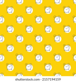 Thin line Alarm clock icons on a yellow background in seamless pattern. Abstract business illustration with repeated elements. Vector background EPS 10