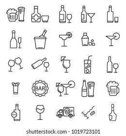 Thin line alcohol icon set for mobile concepts and web apps.. Collection modern infographic logo and pictogram.