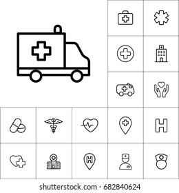 thin line ambulance icon on white background