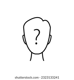thin line anonymous black icon. concept of unsure man or linear unknown person. simple flat lineart trend modern stroke minimal doubt logotype graphic monoline art design isolated on white background