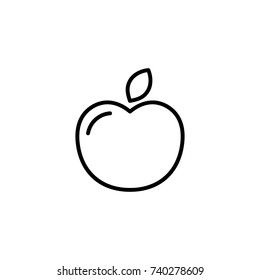 thin line apple icon on white background
