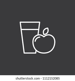 thin line apple juice icon on dark background