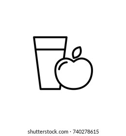 thin line apple juice icon on white background
