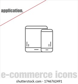 Thin line application vector on white background. Minimalist e-commerce icons. Simple web symbols. Editable stroke. Eps 10. UI/UX.